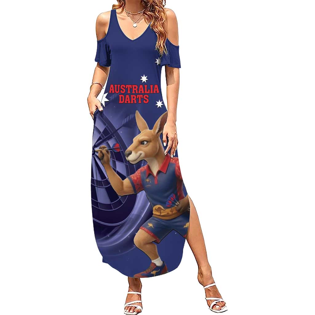 Australia Kangaroo Mascot Darts Summer Maxi Dress Blue Edition