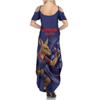 Australia Kangaroo Mascot Darts Summer Maxi Dress Blue Edition