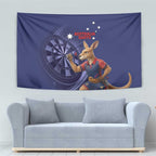 Australia Kangaroo Mascot Darts Tapestry Blue Edition