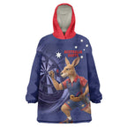 Australia Kangaroo Mascot Darts Wearable Blanket Hoodie Blue Edition