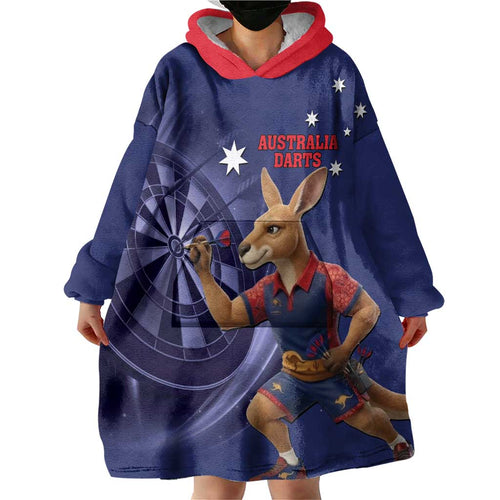 Australia Kangaroo Mascot Darts Wearable Blanket Hoodie Blue Edition