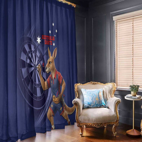 Australia Kangaroo Mascot Darts Window Curtain Blue Edition