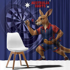 Australia Kangaroo Mascot Darts Window Curtain Blue Edition