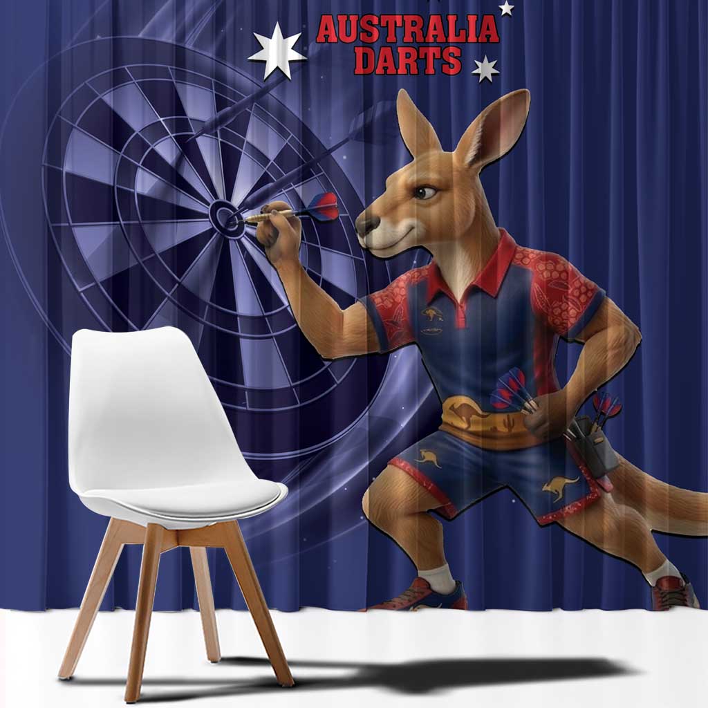 Australia Kangaroo Mascot Darts Window Curtain Blue Edition