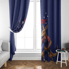 Australia Kangaroo Mascot Darts Window Curtain Blue Edition