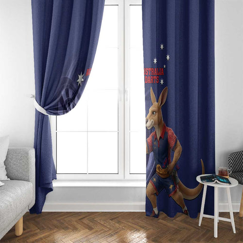 Australia Kangaroo Mascot Darts Window Curtain Blue Edition