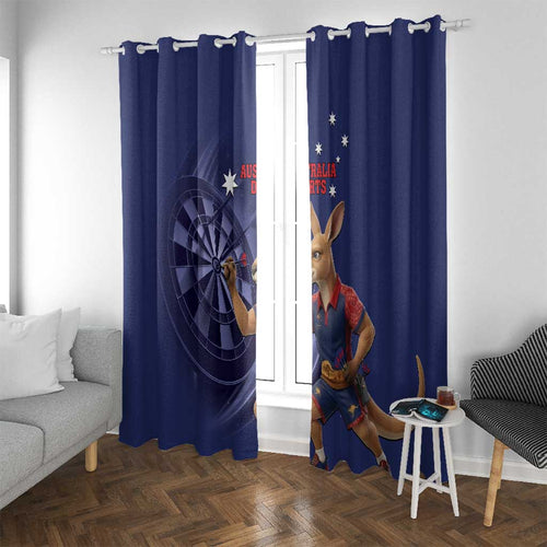 Australia Kangaroo Mascot Darts Window Curtain Blue Edition