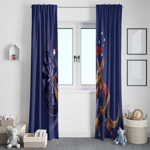 Australia Kangaroo Mascot Darts Window Curtain Blue Edition