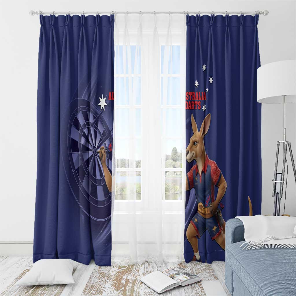 Australia Kangaroo Mascot Darts Window Curtain Blue Edition