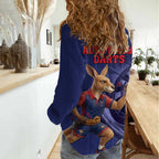 Australia Kangaroo Mascot Darts Women Casual Shirt Blue Edition