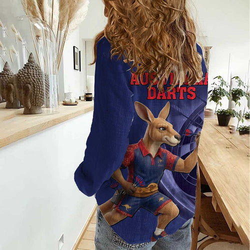 Australia Kangaroo Mascot Darts Women Casual Shirt Blue Edition