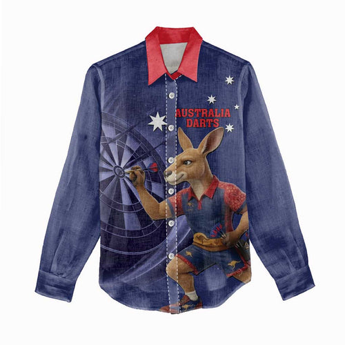 Australia Kangaroo Mascot Darts Women Casual Shirt Blue Edition