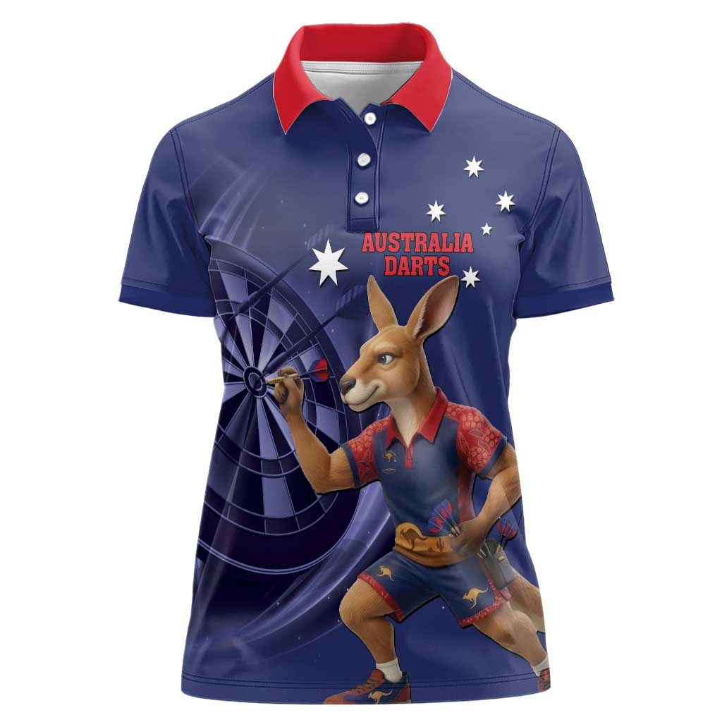 Australia Kangaroo Mascot Darts Women Polo Shirt Blue Edition