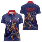 Australia Kangaroo Mascot Darts Women Polo Shirt Blue Edition