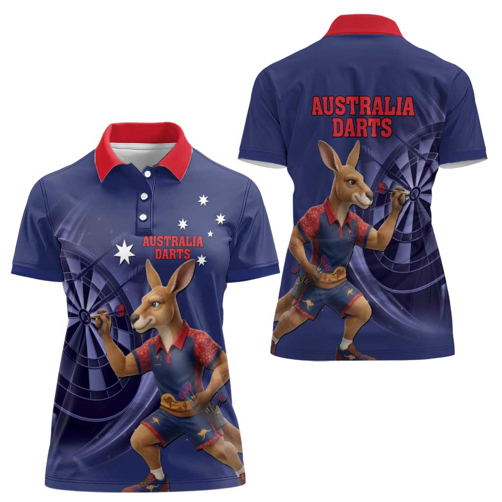 Australia Kangaroo Mascot Darts Women Polo Shirt Blue Edition