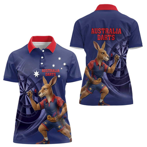 Australia Kangaroo Mascot Darts Women Polo Shirt Blue Edition