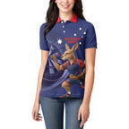 Australia Kangaroo Mascot Darts Women Polo Shirt Blue Edition