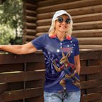 Australia Kangaroo Mascot Darts Women Polo Shirt Blue Edition