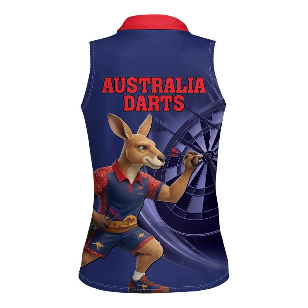 Australia Kangaroo Mascot Darts Women Sleeveless Polo Shirt Blue Edition