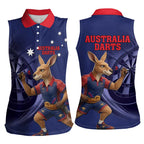 Australia Kangaroo Mascot Darts Women Sleeveless Polo Shirt Blue Edition