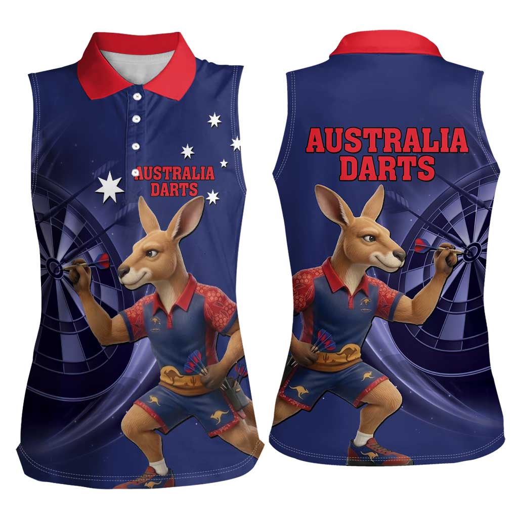 Australia Kangaroo Mascot Darts Women Sleeveless Polo Shirt Blue Edition