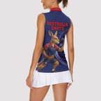 Australia Kangaroo Mascot Darts Women Sleeveless Polo Shirt Blue Edition