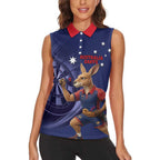 Australia Kangaroo Mascot Darts Women Sleeveless Polo Shirt Blue Edition