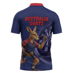 Australia Kangaroo Mascot Darts Zipper Polo Shirt Blue Edition