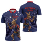 Australia Kangaroo Mascot Darts Zipper Polo Shirt Blue Edition