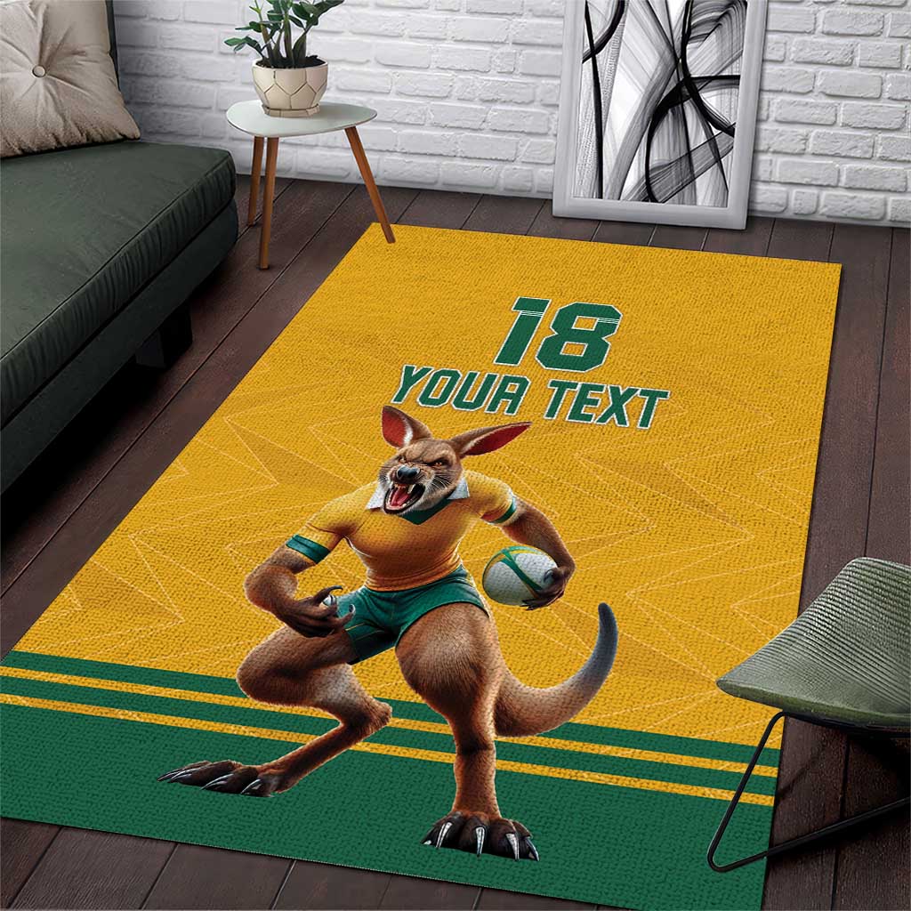 Custom Australia Rugby Area Rug Wallabies Mascot Sporty Style - Aussie Hoodie