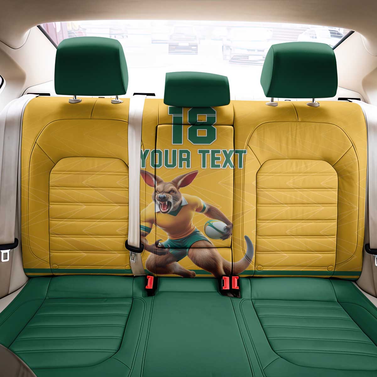 Custom Australia Rugby Back Car Seat Cover Wallabies Mascot Sporty Style - Aussie Hoodie