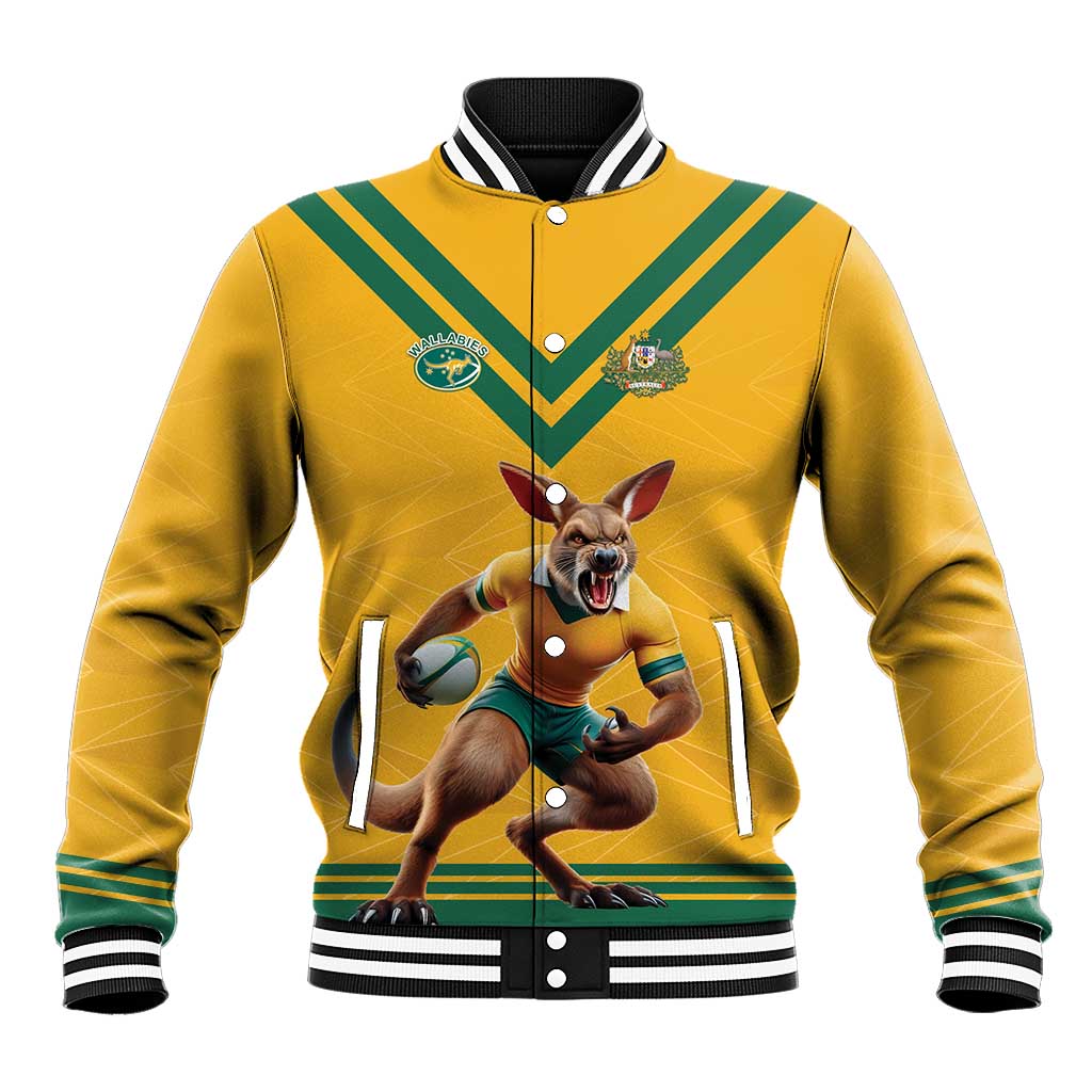 Custom Australia Rugby Baseball Jacket Wallabies Mascot Sporty Style - Aussie Hoodie