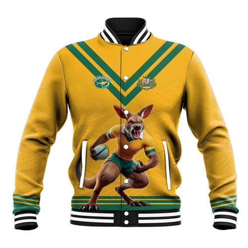 Custom Australia Rugby Baseball Jacket Wallabies Mascot Sporty Style - Aussie Hoodie