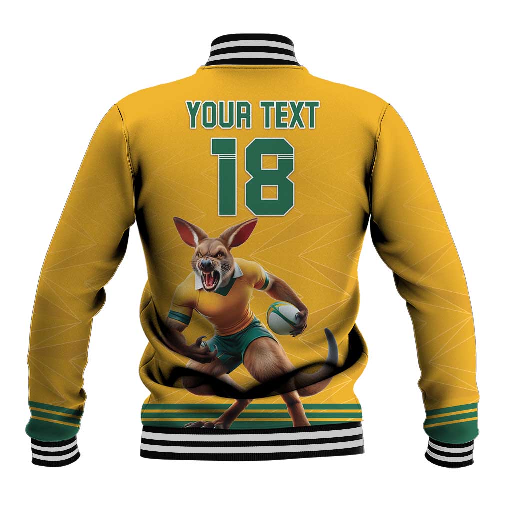 Custom Australia Rugby Baseball Jacket Wallabies Mascot Sporty Style - Aussie Hoodie