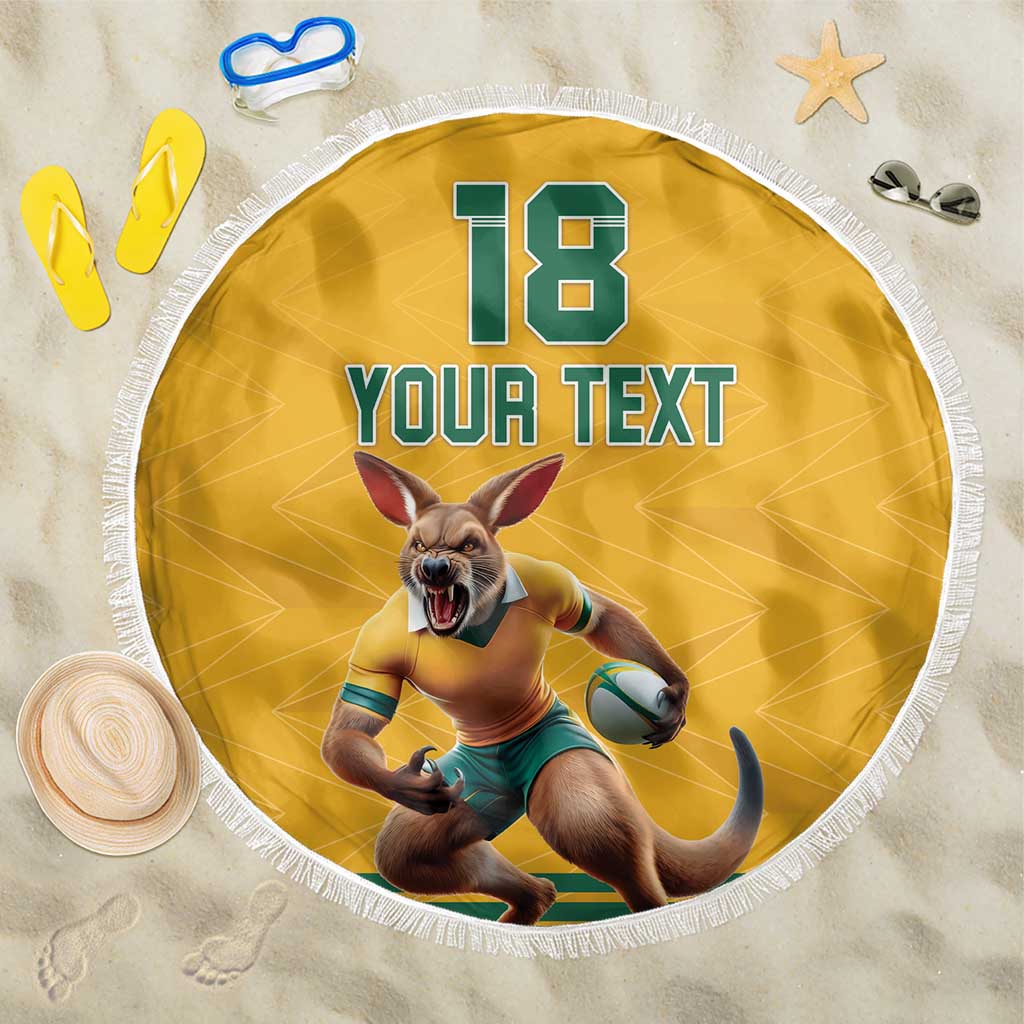 Custom Australia Rugby Beach Blanket Wallabies Mascot Sporty Style - Aussie Hoodie