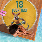 Custom Australia Rugby Beach Blanket Wallabies Mascot Sporty Style - Aussie Hoodie