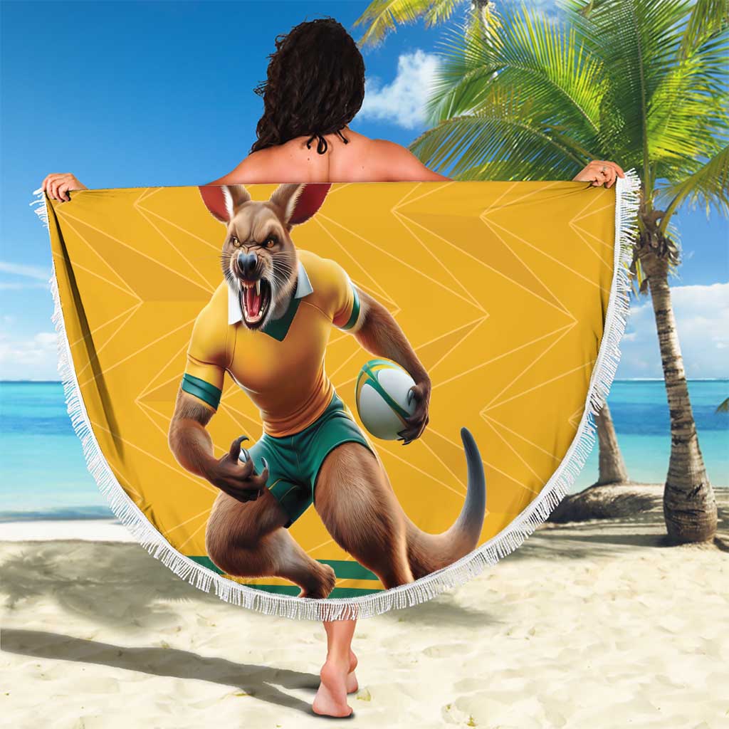 Custom Australia Rugby Beach Blanket Wallabies Mascot Sporty Style - Aussie Hoodie