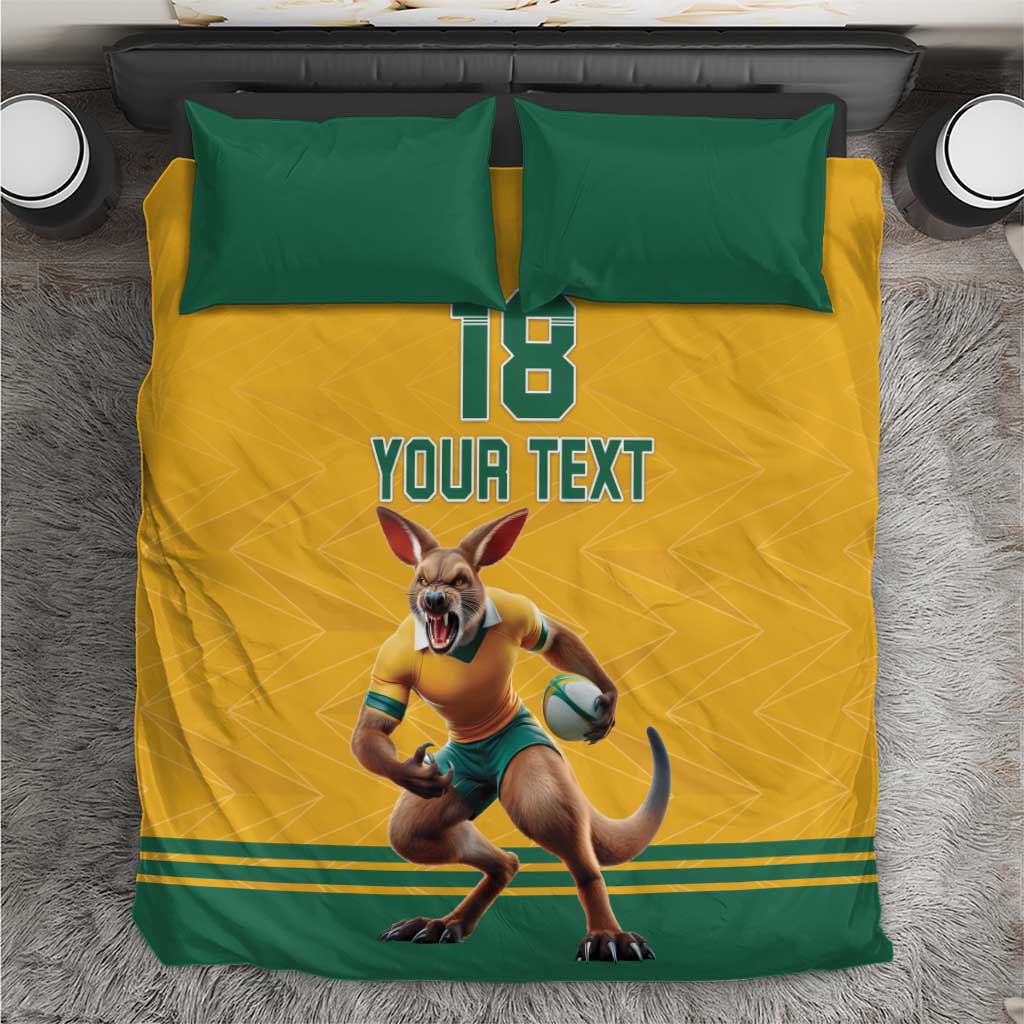 Custom Australia Rugby Bedding Set Wallabies Mascot Sporty Style - Aussie Hoodie