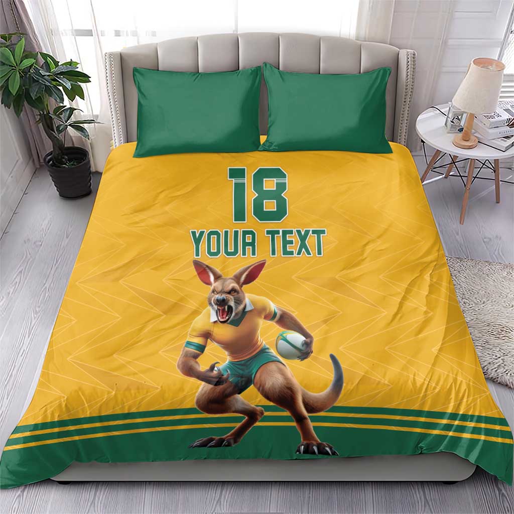 Custom Australia Rugby Bedding Set Wallabies Mascot Sporty Style - Aussie Hoodie