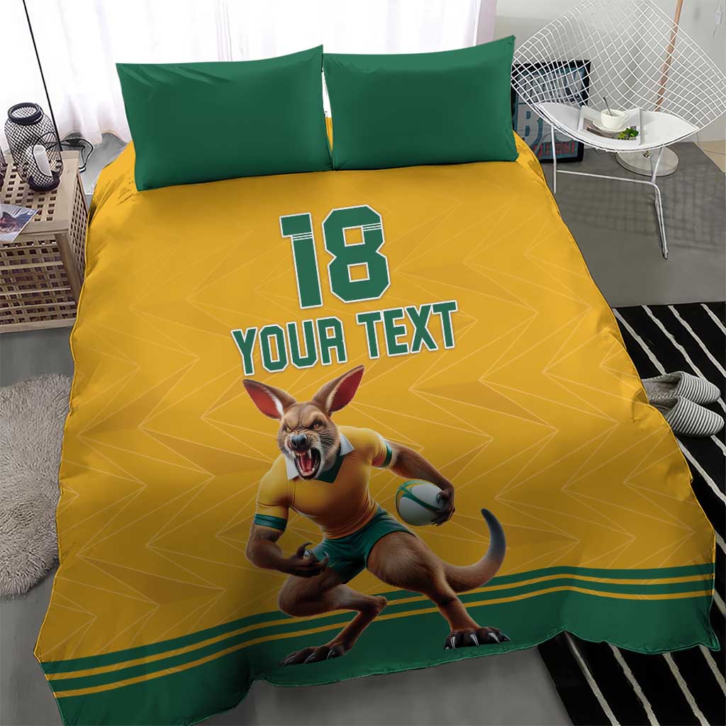 Custom Australia Rugby Bedding Set Wallabies Mascot Sporty Style - Aussie Hoodie
