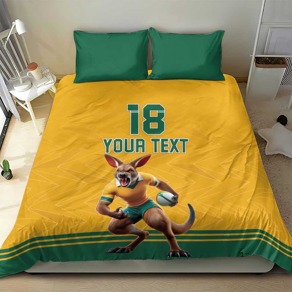 Custom Australia Rugby Bedding Set Wallabies Mascot Sporty Style - Aussie Hoodie