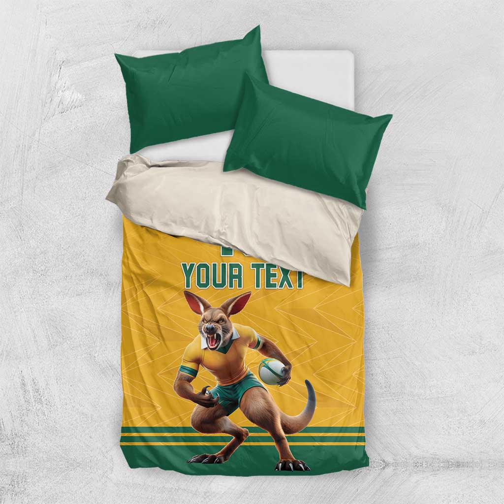 Custom Australia Rugby Bedding Set Wallabies Mascot Sporty Style - Aussie Hoodie