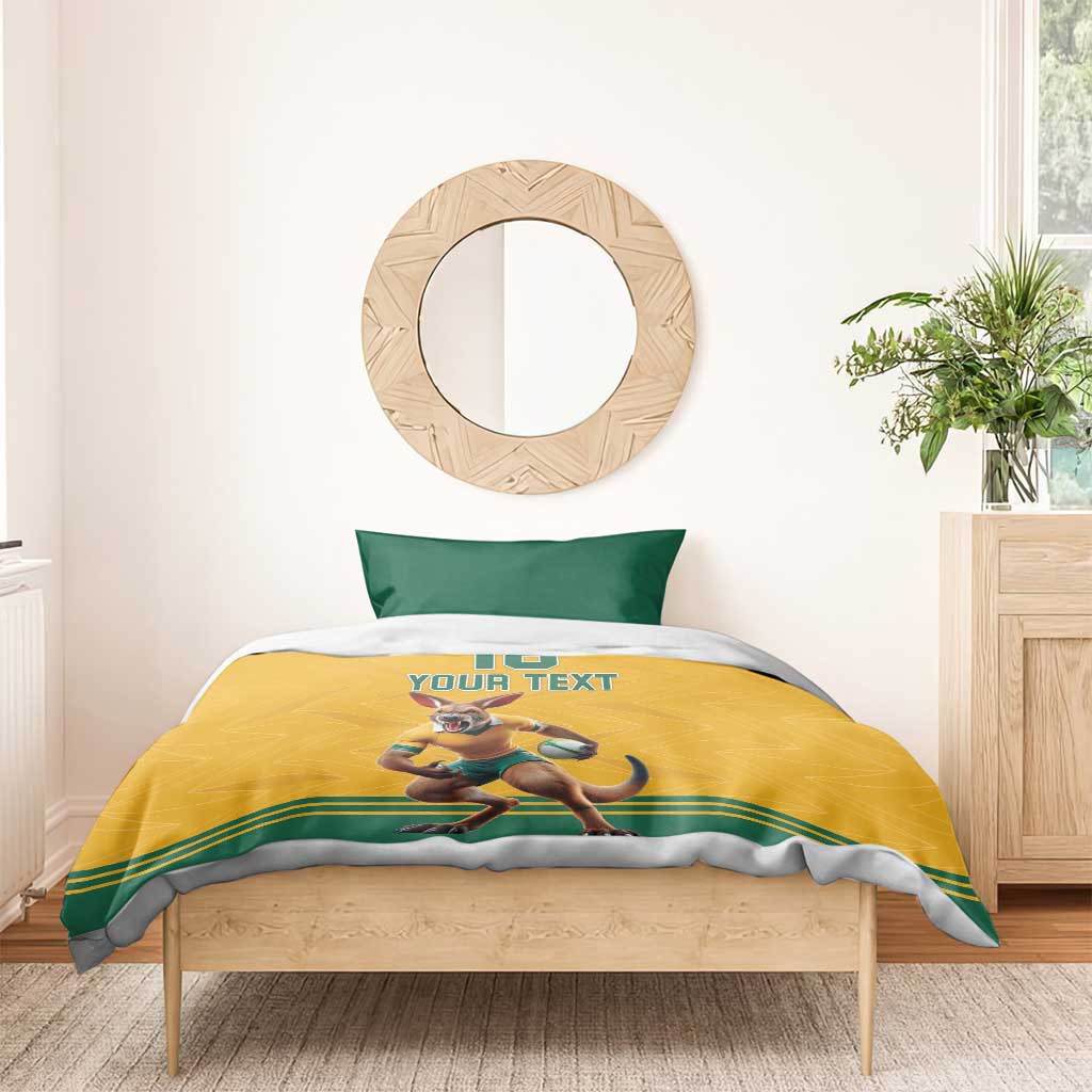 Custom Australia Rugby Bedding Set Wallabies Mascot Sporty Style - Aussie Hoodie