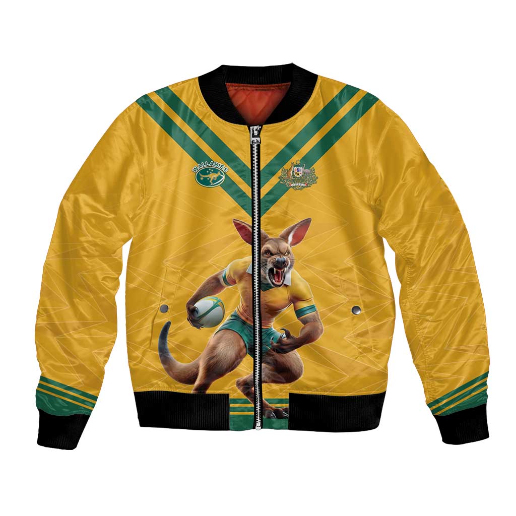 Custom Australia Rugby Bomber Jacket Wallabies Mascot Sporty Style - Aussie Hoodie