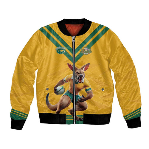 Custom Australia Rugby Bomber Jacket Wallabies Mascot Sporty Style - Aussie Hoodie
