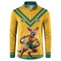 Custom Australia Rugby Button Sweatshirt Wallabies Mascot Sporty Style - Aussie Hoodie