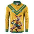 Custom Australia Rugby Button Sweatshirt Wallabies Mascot Sporty Style - Aussie Hoodie