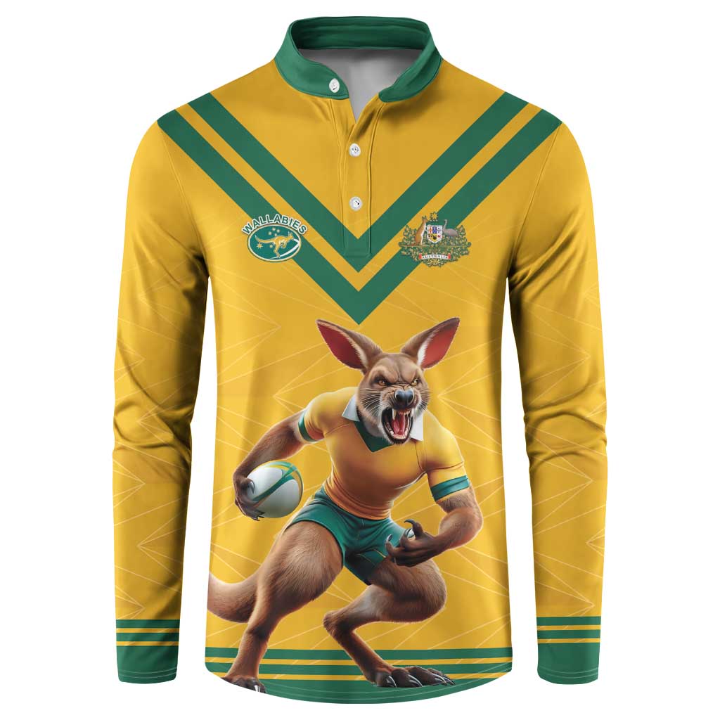 Custom Australia Rugby Button Sweatshirt Wallabies Mascot Sporty Style - Aussie Hoodie
