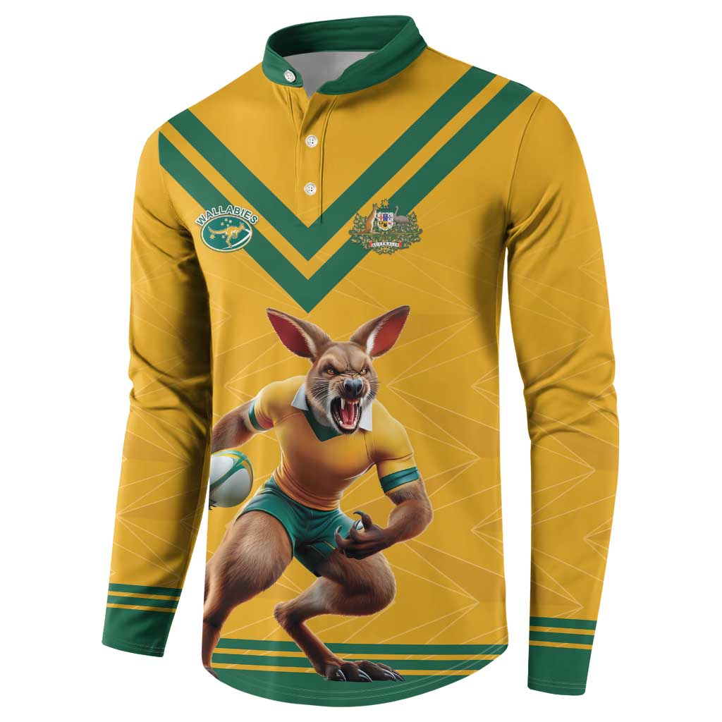 Custom Australia Rugby Button Sweatshirt Wallabies Mascot Sporty Style - Aussie Hoodie
