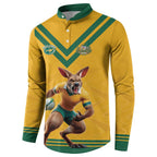 Custom Australia Rugby Button Sweatshirt Wallabies Mascot Sporty Style - Aussie Hoodie
